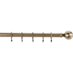 Antique Brass Fixed Curtain Pole & Finial - 1.2m