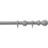 Grey Wood 28mm Curtain Pole With Ball Finials - 2.4m -Livora Home Shop 12806755 1124831917101037