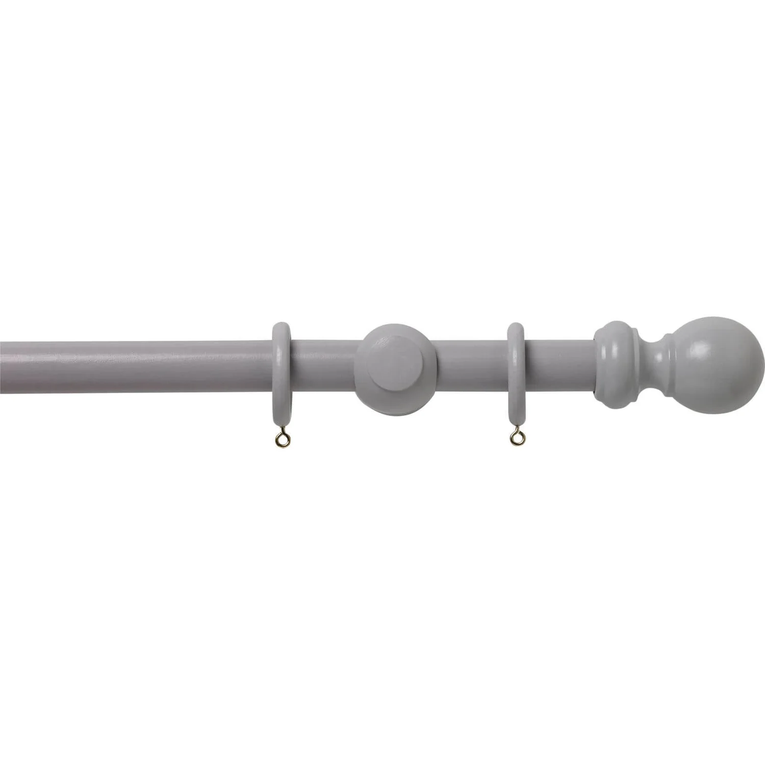 Grey Wood 28mm Curtain Pole With Ball Finials - 2.4m 3 Grey Wood 28mm Curtain Pole With Ball Finials - 2.4m