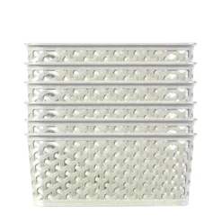 Curver My Style Large Rectangular Plastic Storage Basket - Vintage White - 18L -Livora Home Shop 12809473 1934833219269928