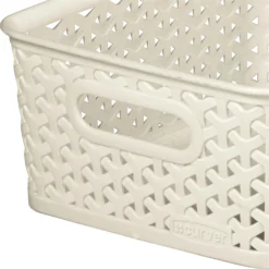 Curver My Style Small Rectangular Plastic Storage Basket - Vintage White - 4L -Livora Home Shop 12809474 1134833220281357