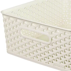 Curver My Style Medium Rectangular Plastic Storage Basket - Vintage White - 13L -Livora Home Shop 12809476 1424833219146790