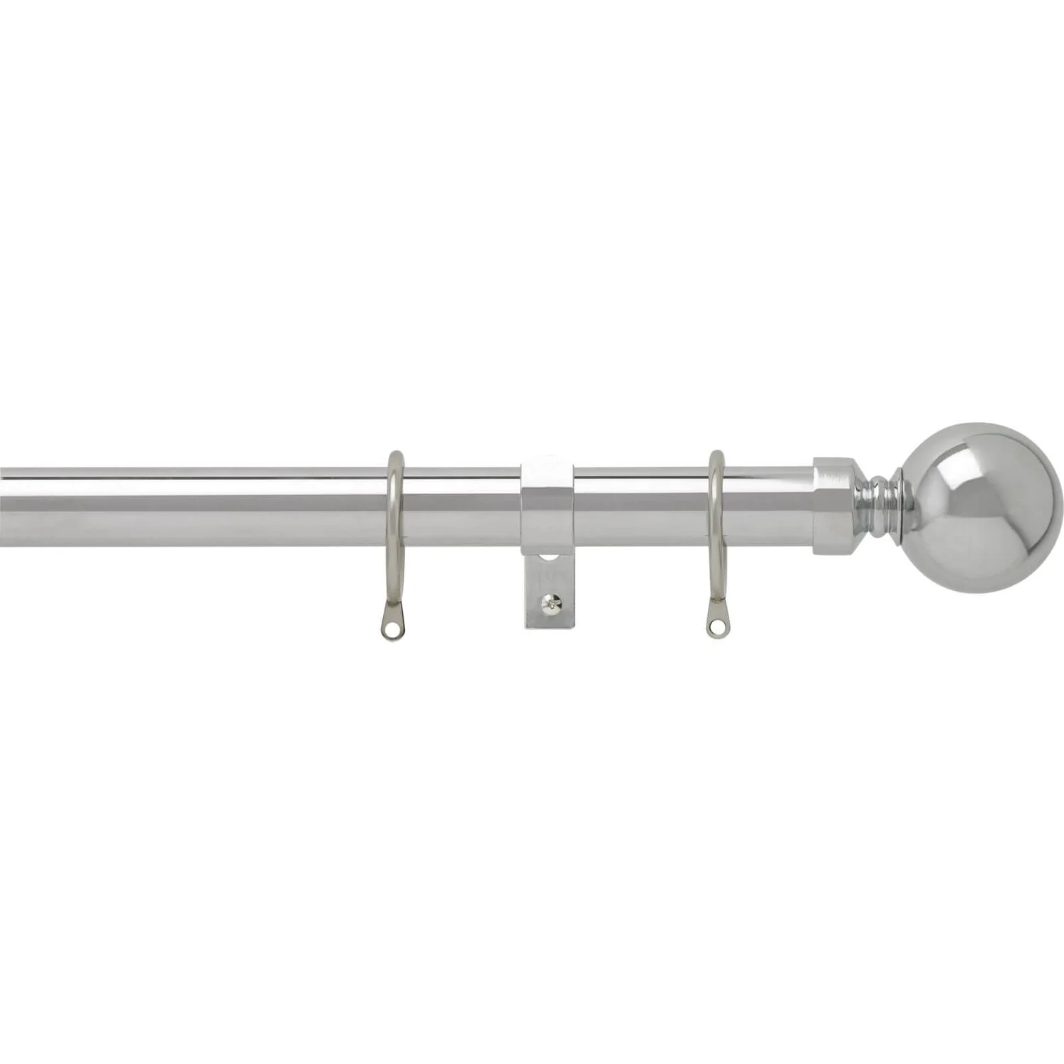 Chrome 28mm Fixed Curtain Pole With Ball 1.2m 3 Chrome 28mm Fixed Curtain Pole With Ball 1.2m