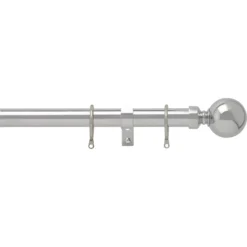 Chrome 28mm Fixed Curtain Pole With Ball 1.8m