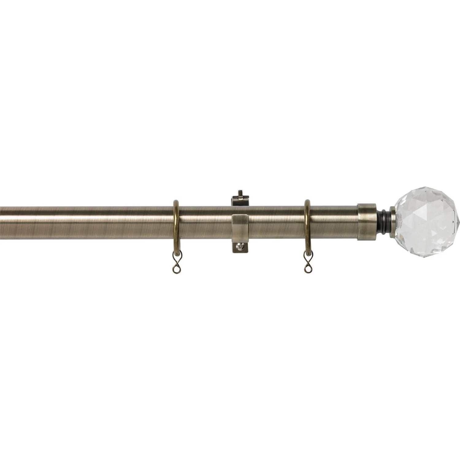 Antique Brass Fixed Curtain Pole With Crystal Finial 3m 3 Antique Brass Fixed Curtain Pole With Crystal Finial 3m