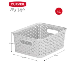 Curver My Style Small Rectangular Plastic Storage Basket - Grey - 4L -Livora Home Shop 12814407 2044832987097510