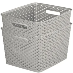 Curver My Style Large Rectangular Plastic Storage Basket - Grey - 18L -Livora Home Shop 12814518 1964832988641727
