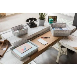 Curver My Style Medium Rectangular Plastic Storage Basket - Grey - 13L -Livora Home Shop 12814522 1834832986589133