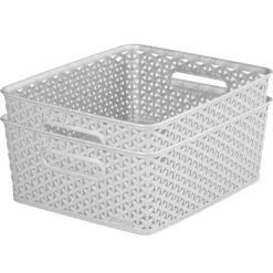 Curver My Style Medium Rectangular Plastic Storage Basket - Grey - 13L -Livora Home Shop 12814522 2054832986795350