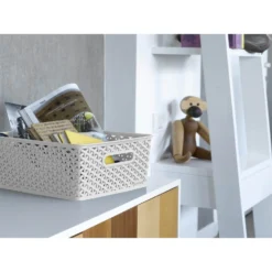 Curver My Style Medium Rectangular Plastic Storage Basket - Grey - 13L -Livora Home Shop 12814522 8224832986404264