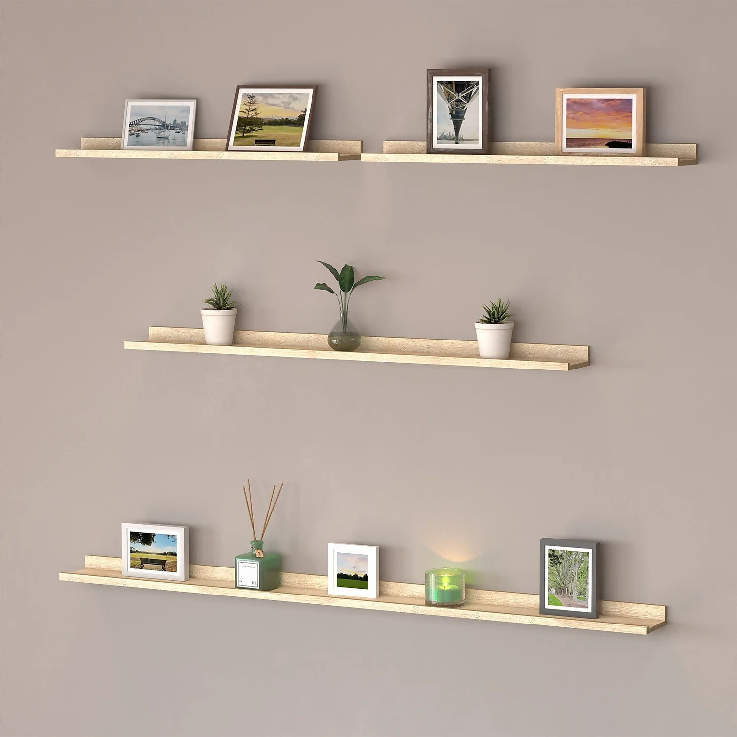 Flexi Storage Decorative Shelving Photo Shelf - Sanoma Oak - 900x35x100mm 4 Flexi Storage Decorative Shelving Photo Shelf - Sanoma Oak - 900x35x100mm - Image 2