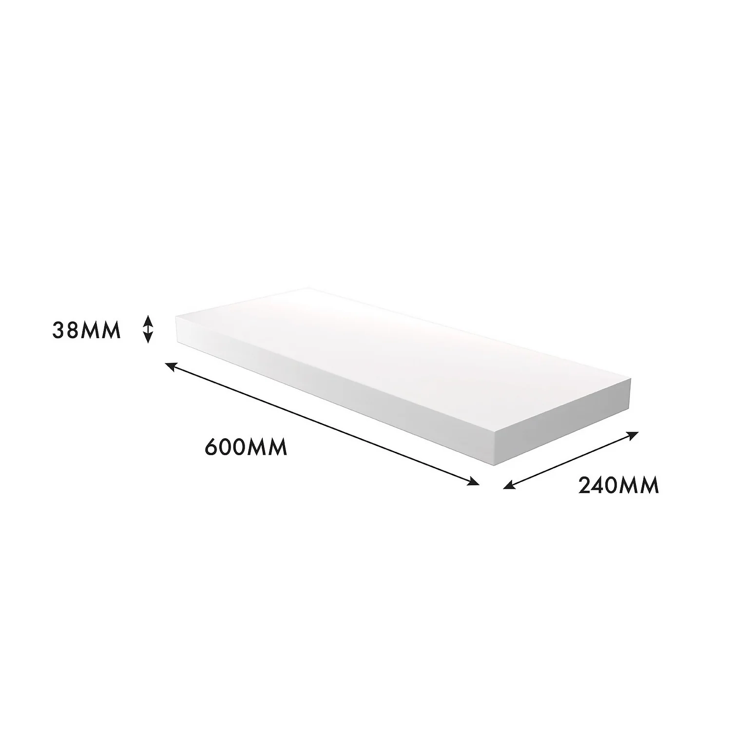 Matt White Floating Shelf - 600 X 240 X 38mm 6 Matt White Floating Shelf - 600 X 240 X 38mm - Image 4