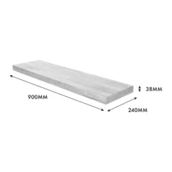 Floating Shelf - Grey Oak - 900 X 235 X 38mm -Livora Home Shop 12822048 5934976219240499