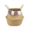 Seagrass Foldable Basket With Pom Poms -Livora Home Shop 12829059 3684831918700535