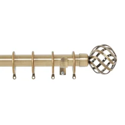 Harrison Drape Ball Cage Finial Curtain Pole - Antique Brass - 1.8m (28mm)