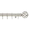Harrison Drape Ball Cage Finial Curtain Pole - Satin Steel - 3m (28mm) -Livora Home Shop 12829421 1144831907266182