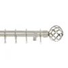 Harrison Drape Ball Cage Finial Curtain Pole - Satin Steel - 2.4m (28mm) -Livora Home Shop 12829422 1104831947067962