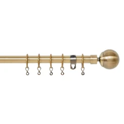 Extendable Ball Finial Curtain Pole - Antique Brass - 1.2-2.1m (16/19mm)