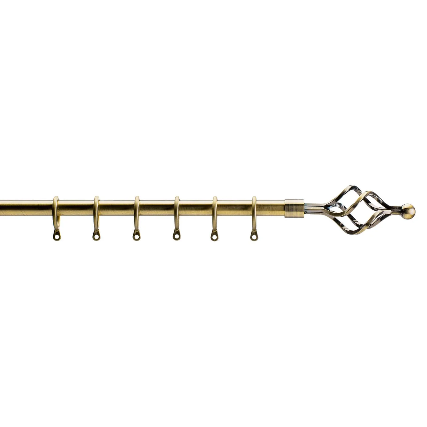 Extendable Cage Finial Curtain Pole - Antique Brass - 1.2-2.1m (16/19mm) 3 Extendable Cage Finial Curtain Pole - Antique Brass - 1.2-2.1m (16/19mm)