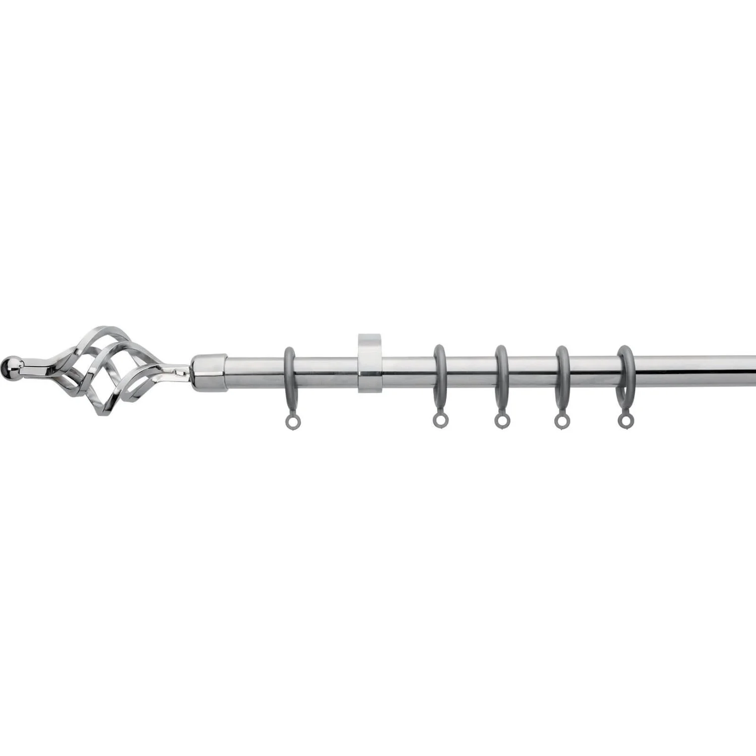 Extendable Cage Finial Curtain Pole - Chrome - 1.2-2.1m (16/19mm) 3 Extendable Cage Finial Curtain Pole - Chrome - 1.2-2.1m (16/19mm)