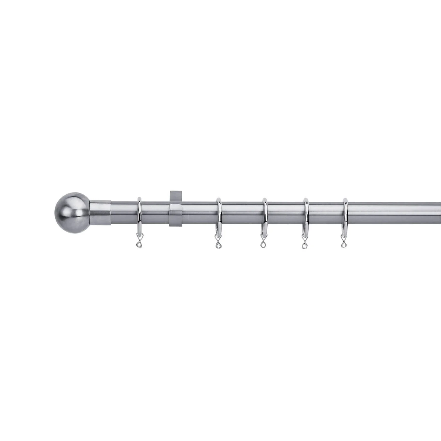 Extendable Ball Finial Curtain Pole - Satin Steel - 1.2-2.1m (25/28mm) 3 Extendable Ball Finial Curtain Pole - Satin Steel - 1.2-2.1m (25/28mm)
