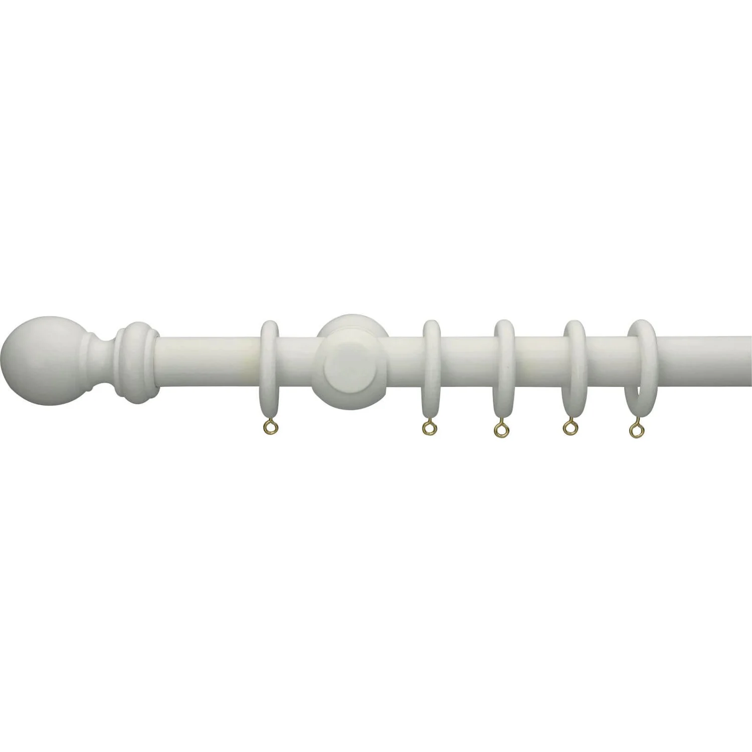 White Wooden Curtain Pole & Ball Finial - 2.4m 3 White Wooden Curtain Pole & Ball Finial - 2.4m