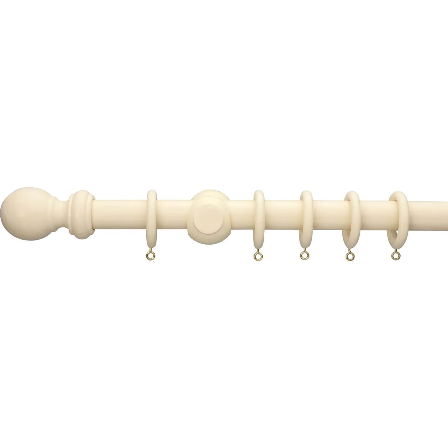 Cream Wooden Curtain Pole & Ball Finial - 2.4m 3 Cream Wooden Curtain Pole & Ball Finial - 2.4m