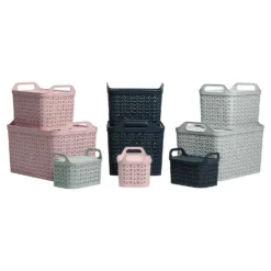 Small Urban Storage Basket With Lid - Graphite -Livora Home Shop 12837349 3344960190120604