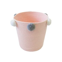 Round Cotton Rope Blush Pom Pom Basket -Livora Home Shop 12886596 1264857031486509