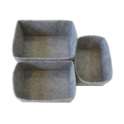Set Of 3 Grey Oval Felt Baskets -Livora Home Shop 12886601 1784857031680822