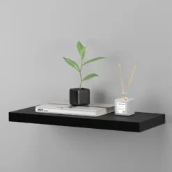 Flexi Storage Decorative Shelving Floating Shelf Black Oak 600x38x240mm -Livora Home Shop 12889893 1464885494841620