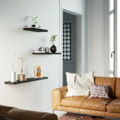 Flexi Storage Decorative Shelving Floating Shelf Black Oak 900x38x240mm -Livora Home Shop 12889895 1394885494928821