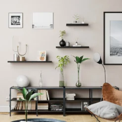 Flexi Storage Decorative Shelving Floating Shelf Black Oak 900x38x240mm -Livora Home Shop 12889895 1594885494905712