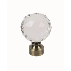 Crystal Orb Finial - Antique Brass