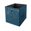 Clever Cube Velvet Geometric Insert - Smokey Blue & Gold -Livora Home Shop 12932951 1424887876770175