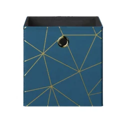 Clever Cube Velvet Geometric Insert - Smokey Blue & Gold -Livora Home Shop 12932951 2084887876808341
