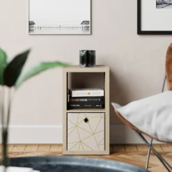 Clever Cube Velvet Geometric Insert - Cream & Gold -Livora Home Shop 12932955 1694887877084767