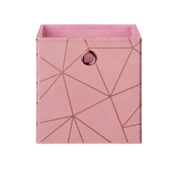 Clever Cube Velvet Geometric Insert - Pink & Rose Gold -Livora Home Shop 12932960 1744887876808350