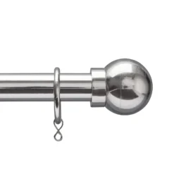 Extendable Ball Finial Curtain Pole - Chrome - 1.7-3m (25/28mm)