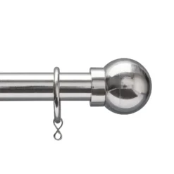 Extendable Ball Finial Curtain Pole - Chrome - 1.2-2.1m (25/28mm)