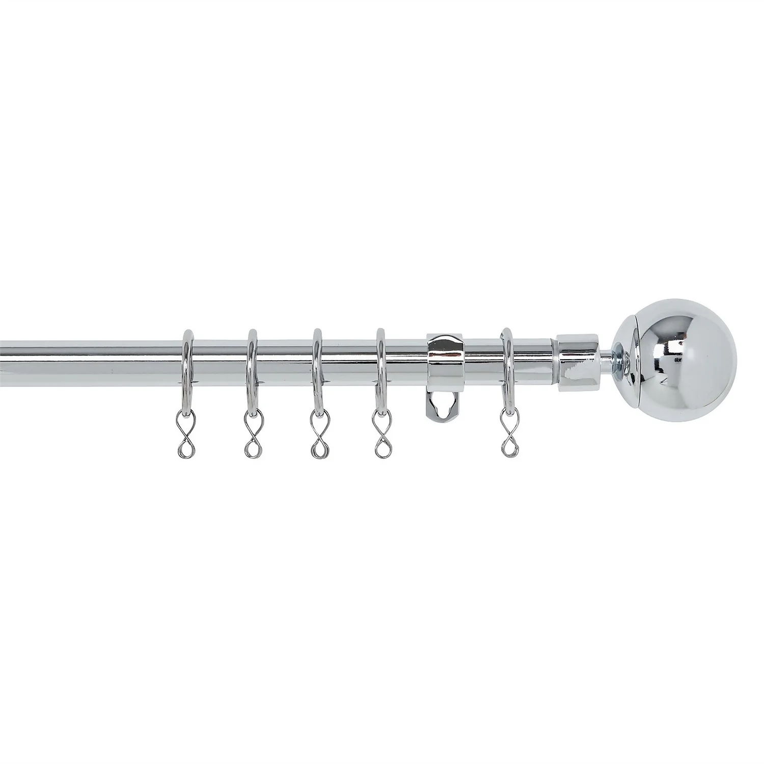 Extendable Ball Finial Curtain Pole - Chrome - 1.7-3m (16/19mm) 3 Extendable Ball Finial Curtain Pole - Chrome - 1.7-3m (16/19mm)