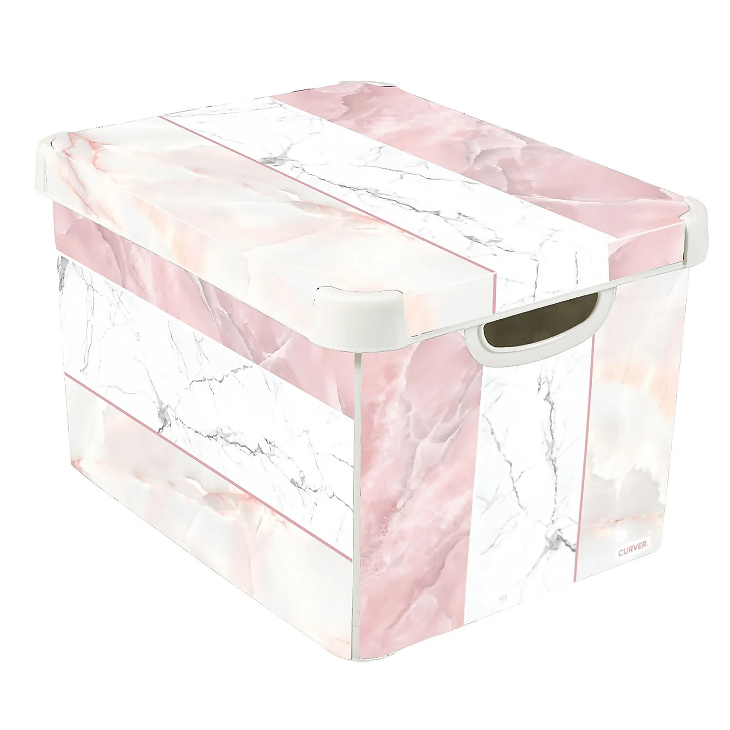 Curver Stockholm Mixed Marble Deco Storage Box - Pink & White 22L 3 Curver Stockholm Mixed Marble Deco Storage Box - Pink & White 22L