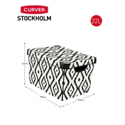 Curver Stockholm Aztec Deco Storage Box - Black & White 22L -Livora Home Shop 13148482 1594896660096351