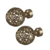 Rothley Baroque 25mm Pattern Orb Curtain Pole Finials (Pair) - Antique Brass -Livora Home Shop 13712255 1514976257916052