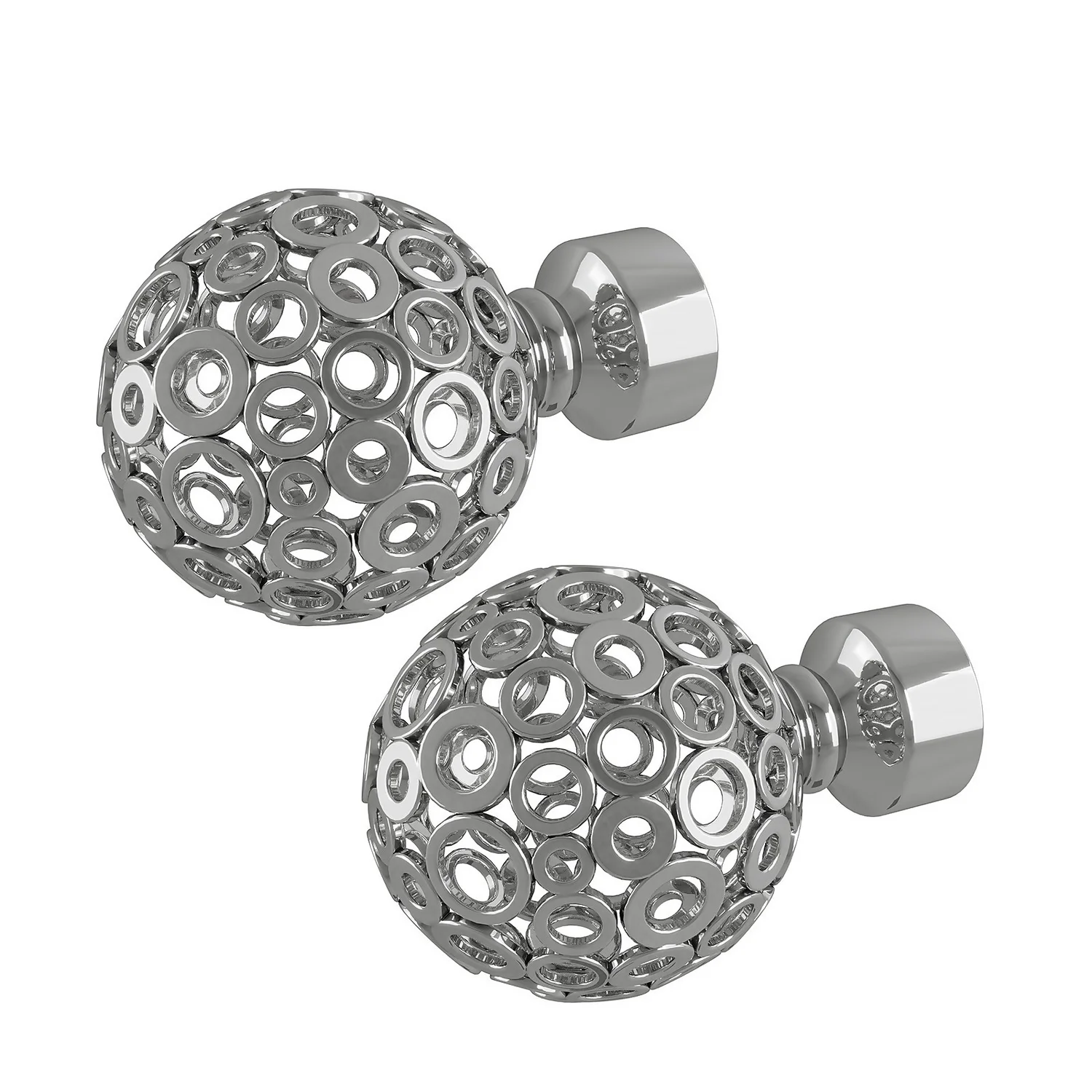 Rothley Baroque 25mm Pattern Orb Curtain Pole Finials (Pair) - Polished Silver 3 Rothley Baroque 25mm Pattern Orb Curtain Pole Finials (Pair) - Polished Silver
