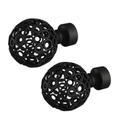 Rothley Baroque 25mm Pattern Orb Curtain Pole Finials (Pair) - Matt Black