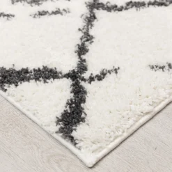 Deluxe Berber Shaggy Runner - White & Black - 180x67cm -Livora Home Shop 13888027 1124988131185459