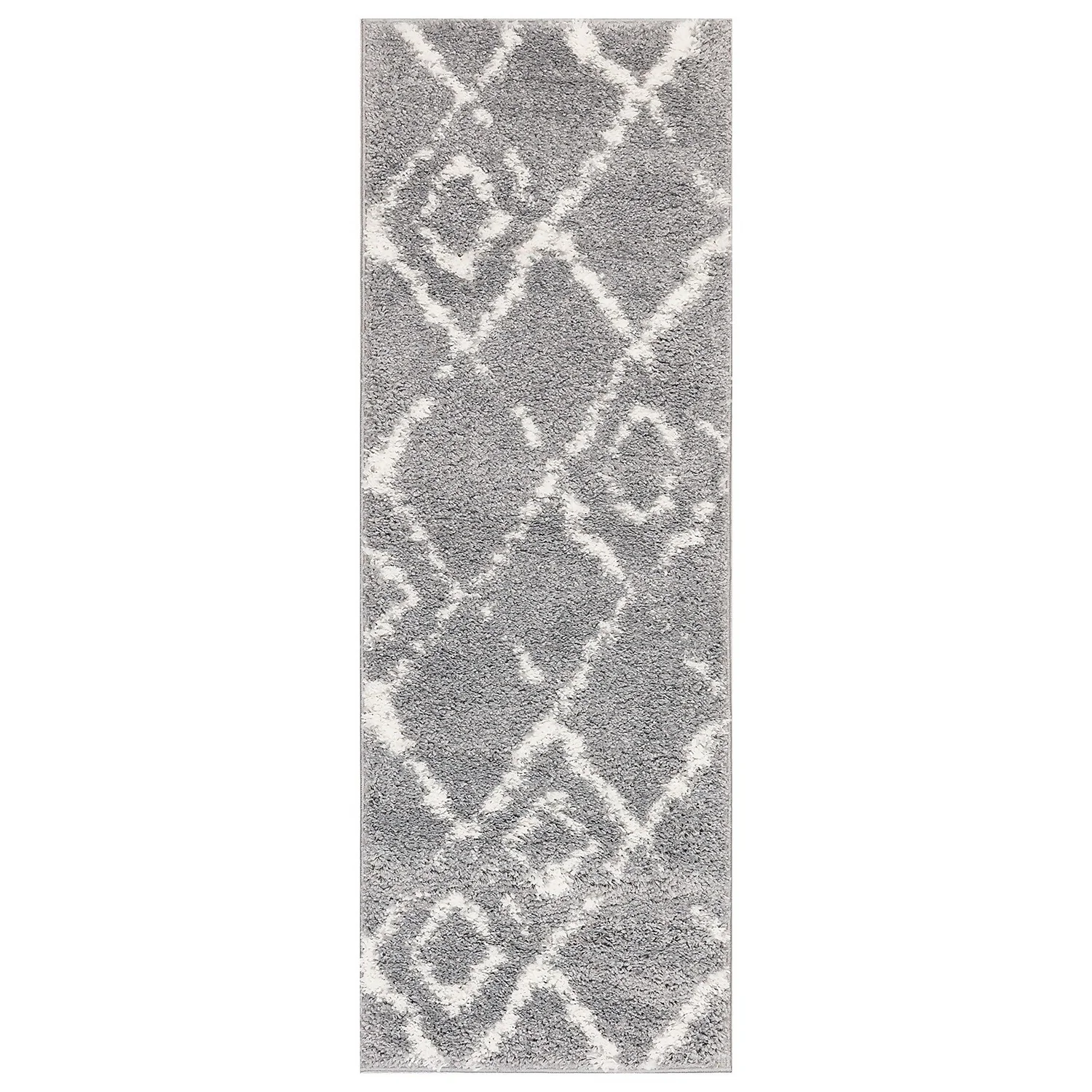 Deluxe Berber Shaggy Runner - Grey & White - 180x67cm 3 Deluxe Berber Shaggy Runner - Grey & White - 180x67cm