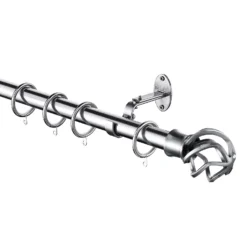 Extendable Curtain Pole With Cage Ball Finial - Steel -Livora Home Shop 13909296 1744987948488108
