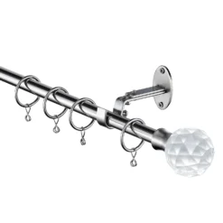 Extendable Curtain Pole With Crackle Glass Finial - Steel -Livora Home Shop 13909332 5964987948501683